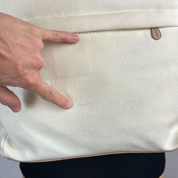 MultiSac Lorraine Womens Crossbody Bag Cream Tan Fax Leather Adjustable Strap Mu - Picture 5 of 13